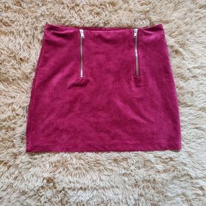 Hot Pink Suede Mini Skirt